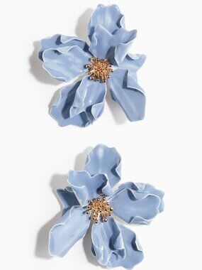 H&M Flower-Shaped Earrings Light blue/gold-colored
